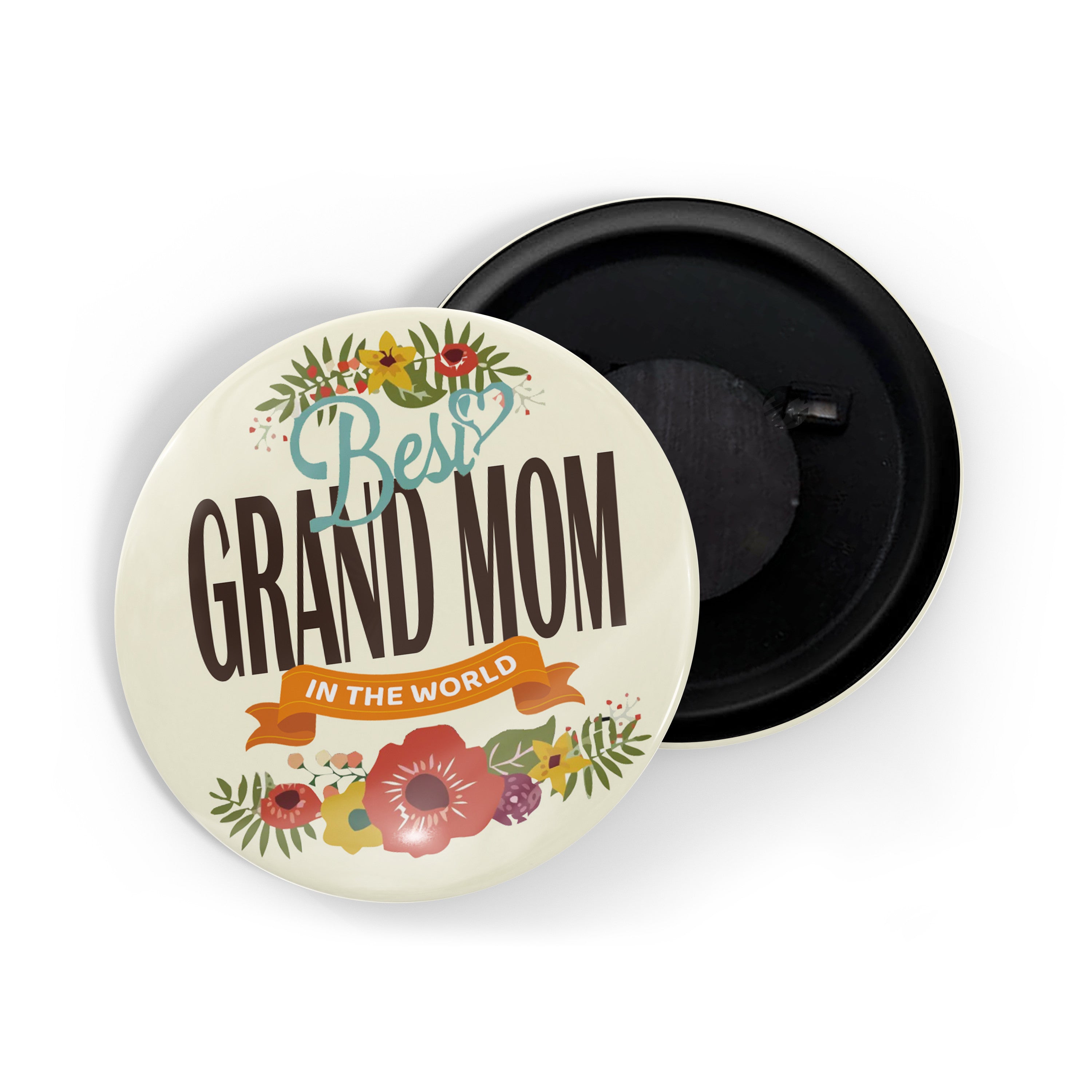 dhcrafts Fridge Magnet Multicolor Best Grand Mom In The World Glossy Finish Design Pack of 1 (58mm)